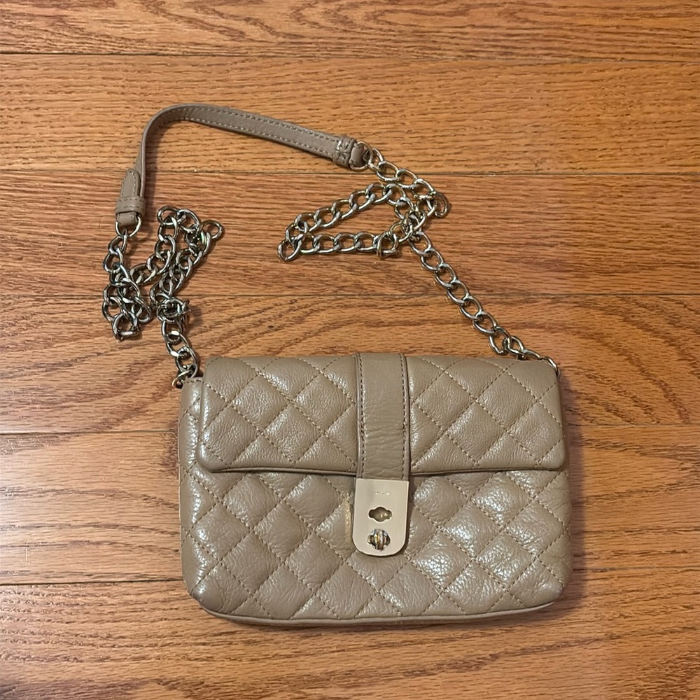 Jaeger Quilted Leather Bag Beige Tan Small Clutch Crossbody Kate Middleton Pippa - Picture 3 of 16